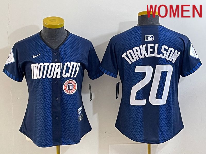 Women Detroit Tigers 20 Torkelson Blue City Edition Nike 2024 MLB Jersey style 4